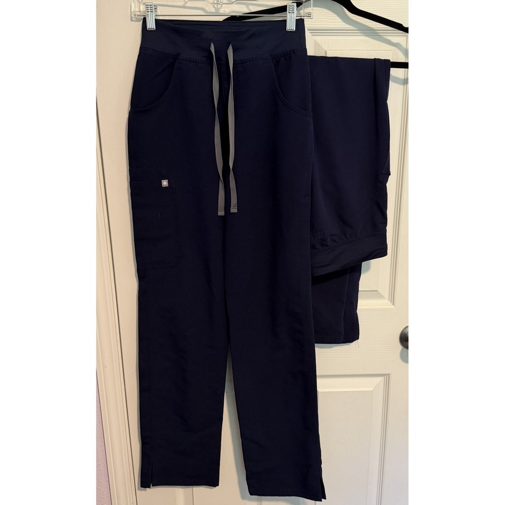 FIGS 2 Pair XS TALL Kade Cargo Scrub Pants Drawstring Navy Technical Medical